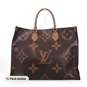 Louis Vuitton Reverse Monogram On the Go MM Canvas Tote in Brown and Tan